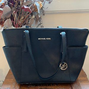 Michael Kors Charlotte Saffiano Leather Top-Zip Tote Bag